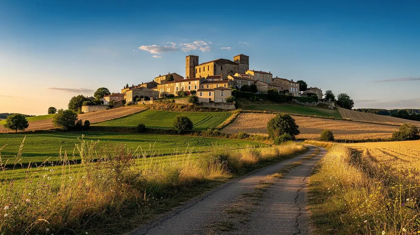 Vue sur le château de Flamarens, au cœur de la campagne gersoise.